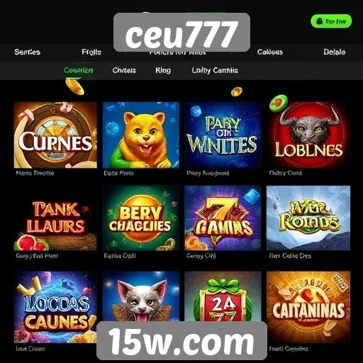 Variedade de jogos disponíveis no ceu777